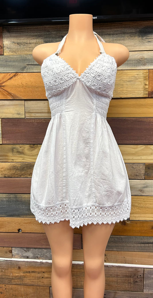 1 - Vestido Blanco Corto – 100% Algodón Estilo # 1349