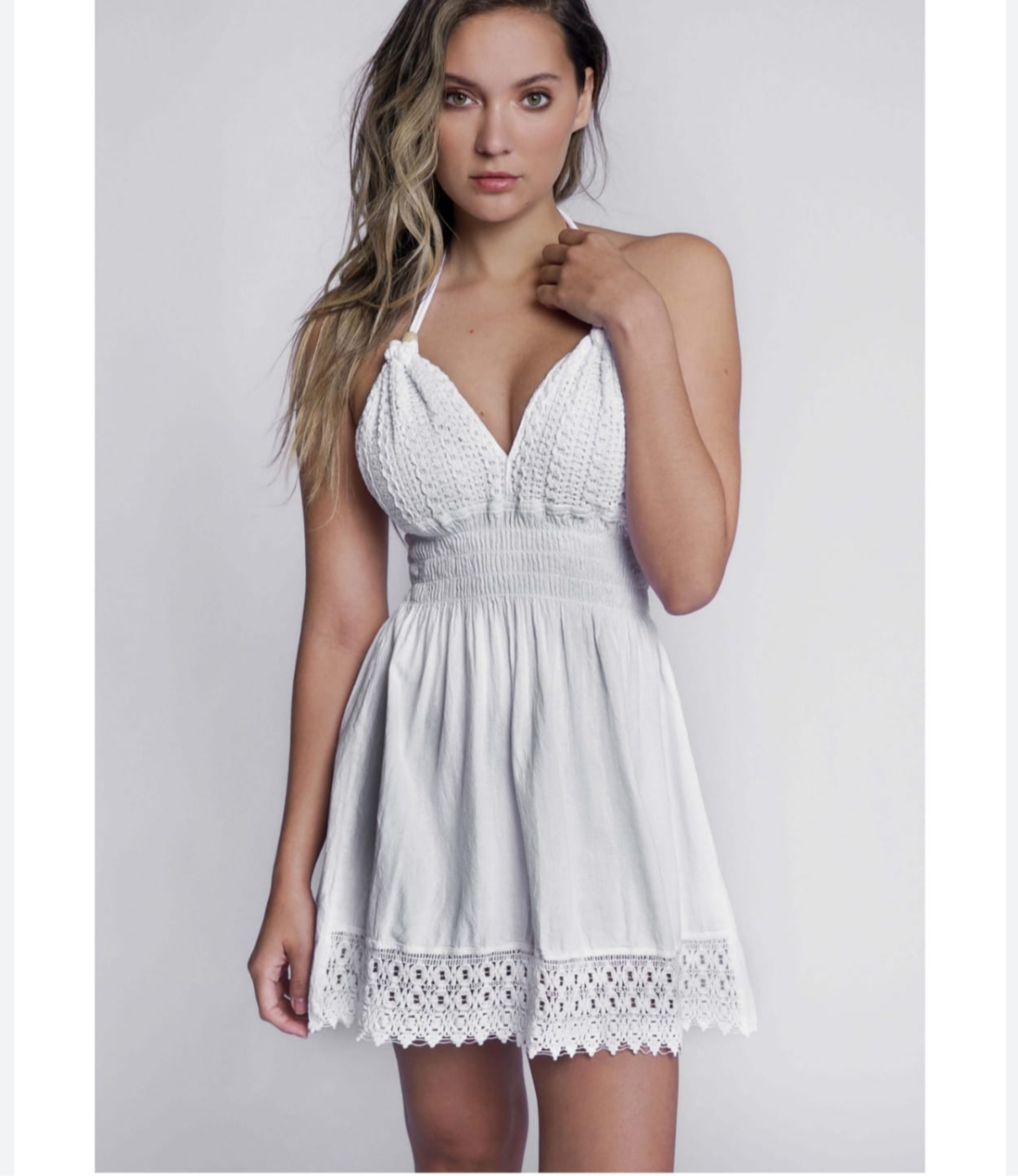 1 - Vestido Blanco Corto – 100% Algodón Estilo # 1763