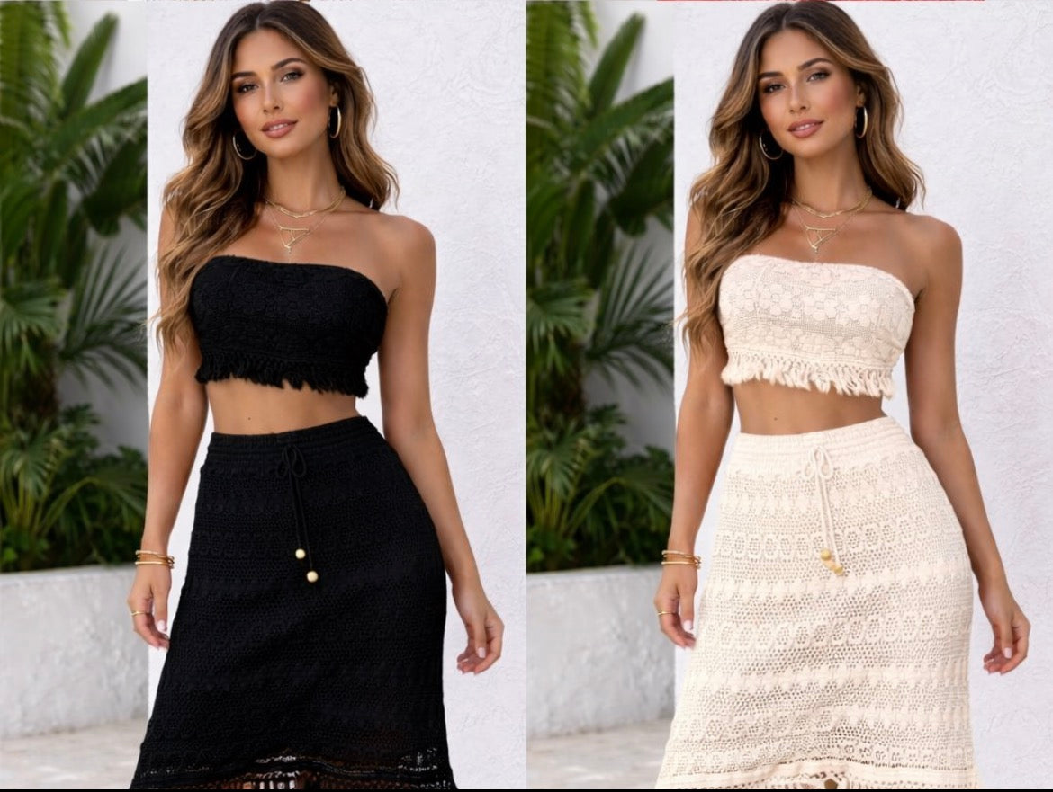 1- Set Top y Falda Algodón