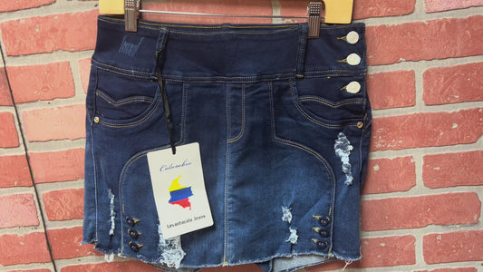 8 - Falda Pantalón Moda Colombiana – Comodidad y Estilo en Uno ✨ Azul oscuro D471S